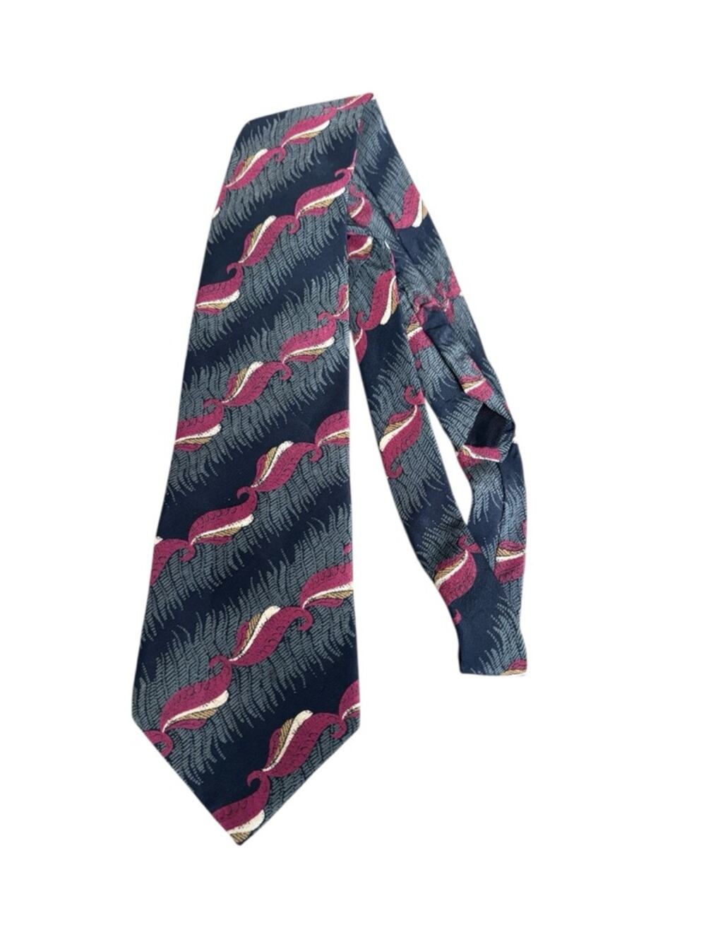 Vintage Karl Lagerfeld Gray Silk Tie Red Geometric Print